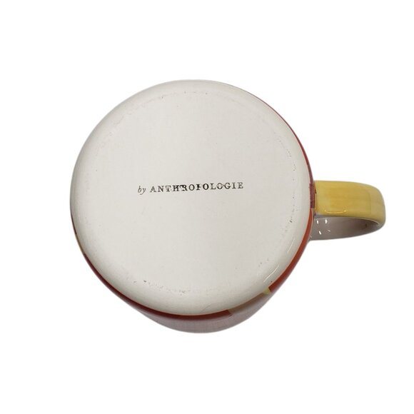 Anthropologie Coffee Tea Mug Letter A Graphic Red Pink Yellow - Picture 7 of 10